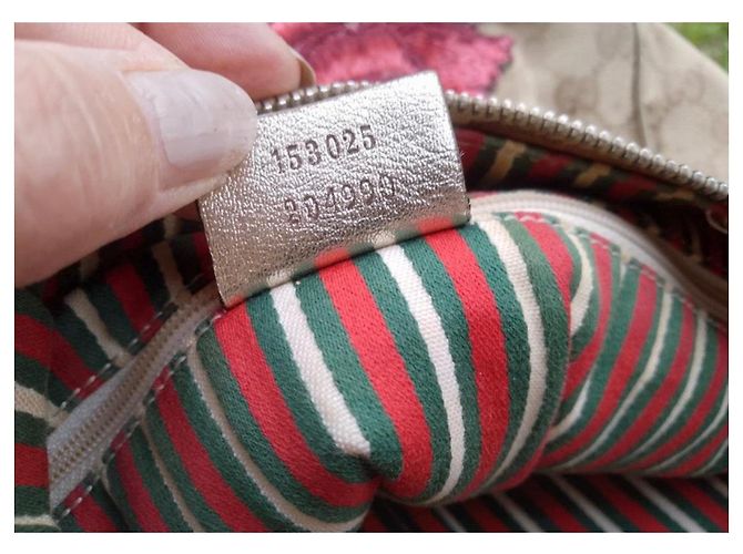 Borsa Gucci in tela monogrammata beige e pelle dorata con ricamo rosa D'oro - vista 18