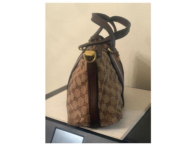 Borsa a mano Gucci GG Canvas e pelle Marrone - vista 2