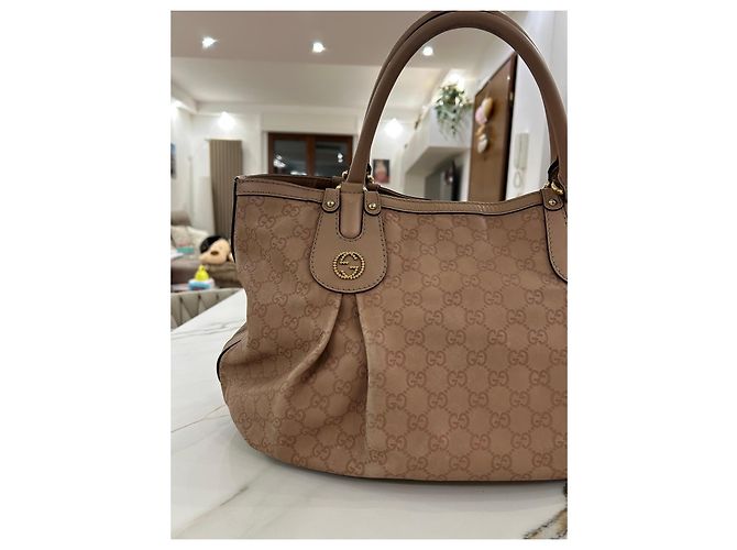 Borsa a mano Gucci Scarlett in pelle monogramma GG - Beige - vista 2