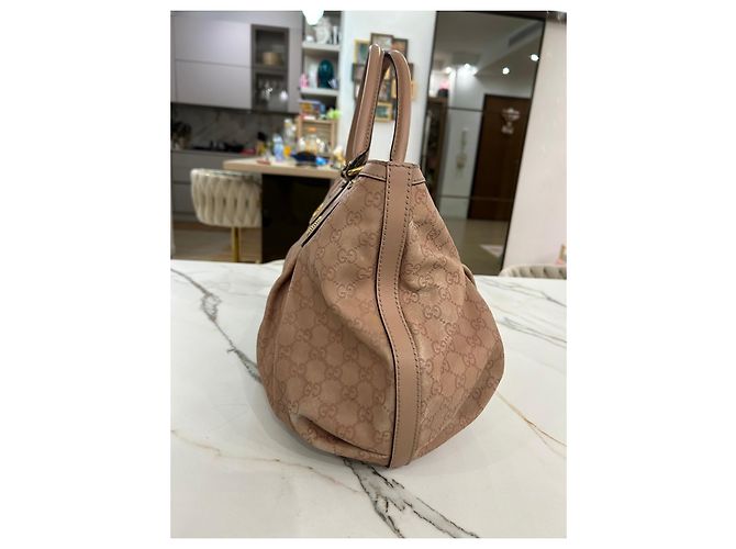 Borsa a mano Gucci Scarlett in pelle monogramma GG - Beige - vista 6