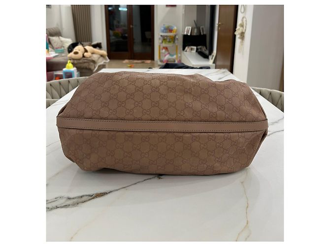Borsa a mano Gucci Scarlett in pelle monogramma GG - Beige - vista 8