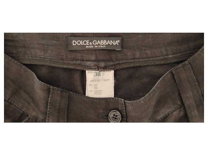 Dolce & Gabbana Pantalone Cargo Nero in Misto Lino - vista 2