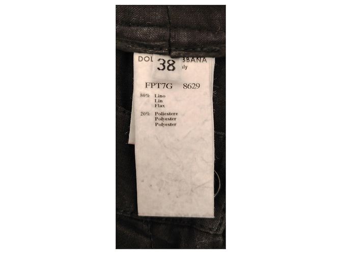 Dolce & Gabbana Pantalone Cargo Nero in Misto Lino - vista 3