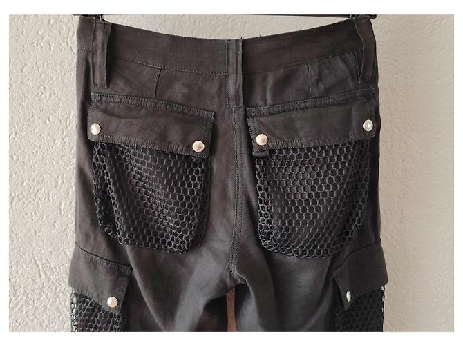 Dolce & Gabbana Pantalone Cargo Nero in Misto Lino - vista 7