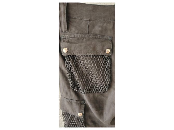 Dolce & Gabbana Pantalone Cargo Nero in Misto Lino - vista 8