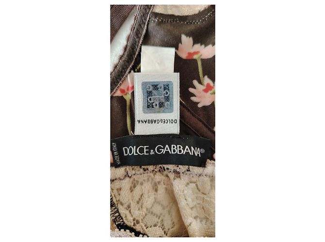 Dolce & Gabbana Top in seta con stampa floreale Marrone Multicolore - vista 2