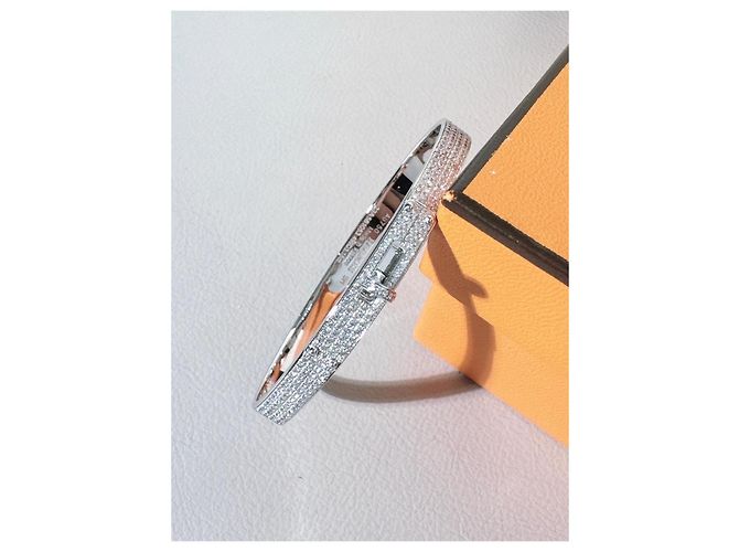 Bracciale Hermès Love Horse Kelly in Oro Bianco e Diamanti Argento - vista 4