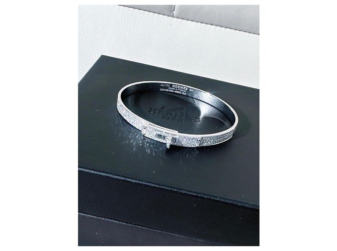 Bracciale Hermès Love Horse Kelly in Oro Bianco e Diamanti Argento - vista 5