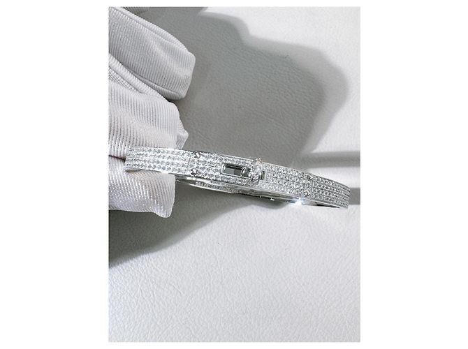 Bracciale Hermès Love Horse Kelly in Oro Bianco e Diamanti Argento - vista 8