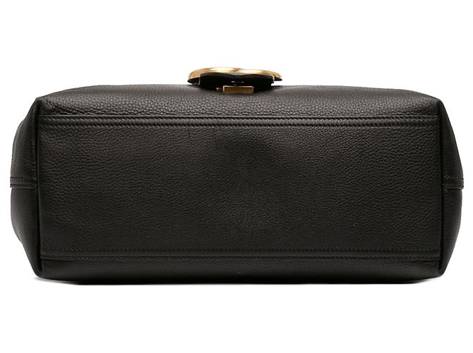 Borsa a tracolla Gucci Black Large GG Marmont in pelle di vitello martellata - vista 3
