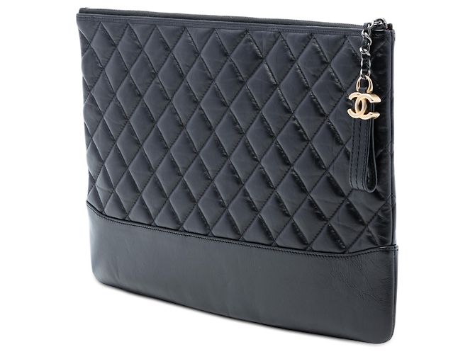 Chanel Black Large Aged Calfskin Gabrielle O Case Clutch - view 2
