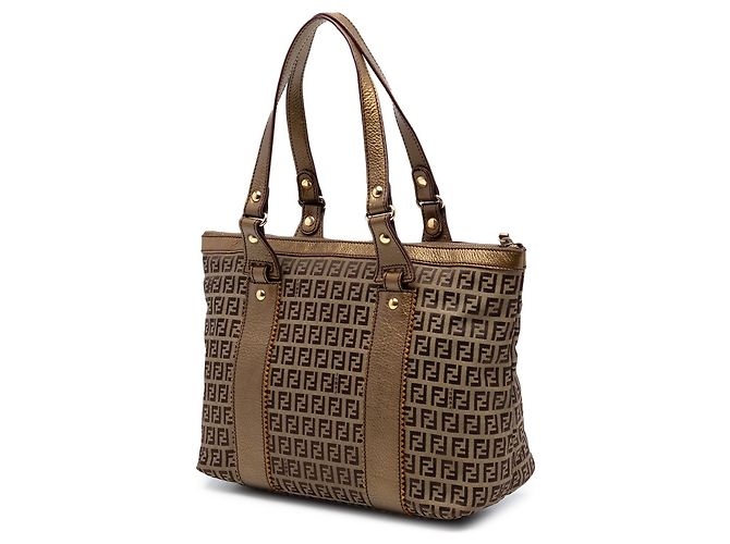 Fendi Zucchino Canvas Tote in Beige - vista 2