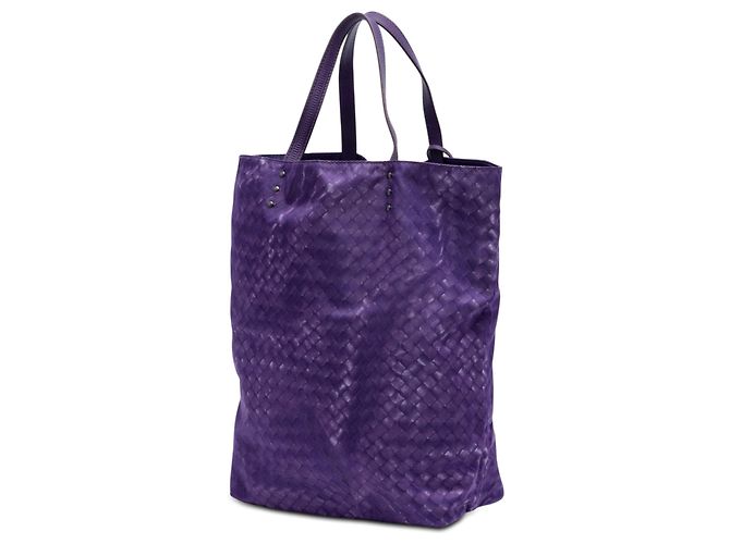 Tote verticale in nylon Intrecciolusion viola Bottega Veneta Porpora - vista 2