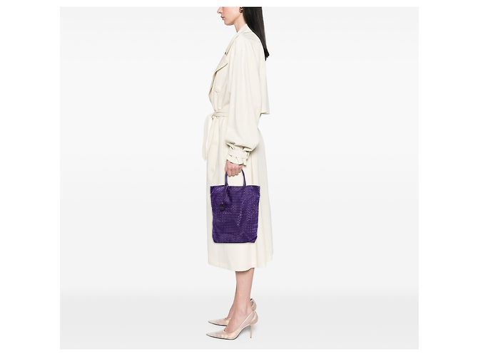 Tote verticale in nylon Intrecciolusion viola Bottega Veneta Porpora - vista 7
