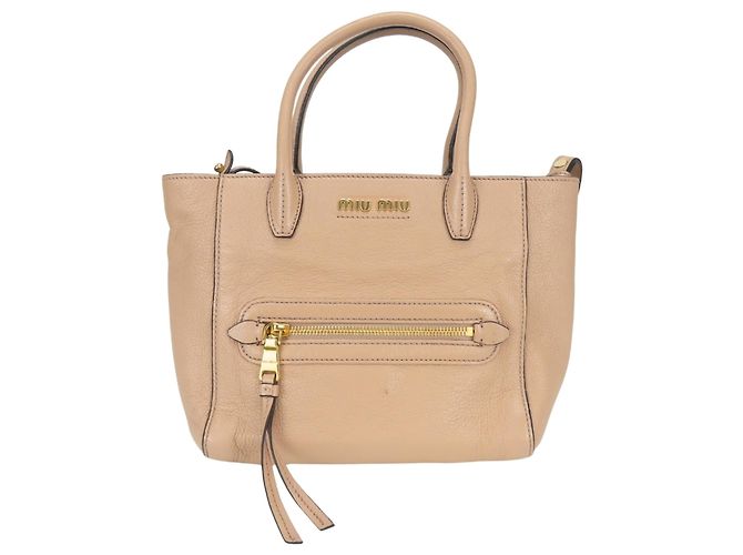 Borsa Miu Miu in pelle Madras Rosa Beige - vista 3