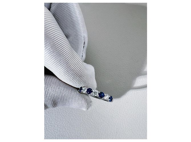 Anello Tiffany & Co. Embrace in Platino, Zaffiro e Diamanti Multicolore - vista 2
