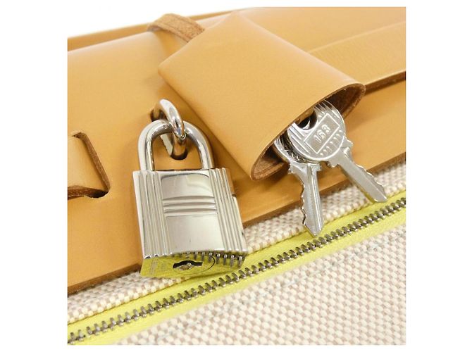 Hermès Borsa Hermes Herbag Zip PM D'oro Giallo - vista 5