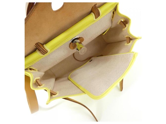 Hermès Borsa Hermes Herbag Zip PM D'oro Giallo - vista 9