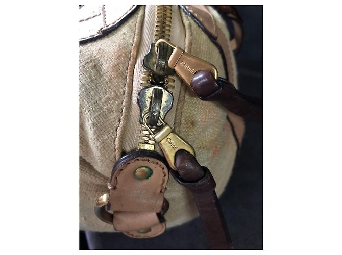 Borsa Chloé Paddington in tela beige e pelle Marrone - vista 5