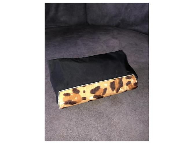 Jacquard Prada Clutch Nylon e Pelo di Vitello Leopardata Nero Stampa leopardo - vista 2