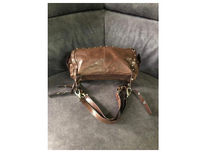 Balenciaga Borsa a tracolla in pelle marrone con borchie - vista 2