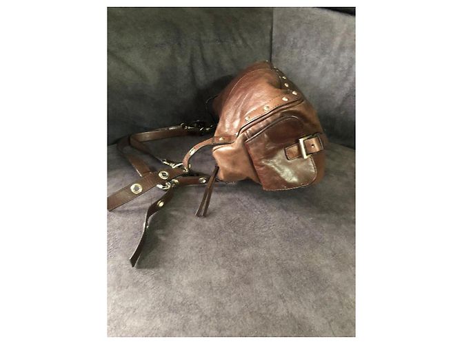 Balenciaga Borsa a tracolla in pelle marrone con borchie - vista 3