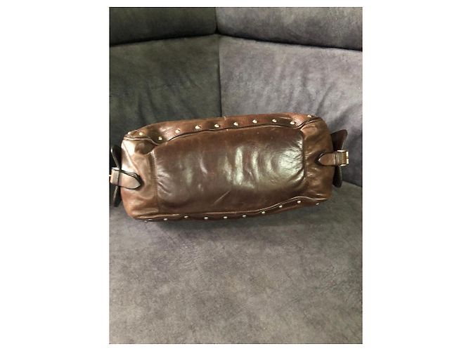 Balenciaga Borsa a tracolla in pelle marrone con borchie - vista 4