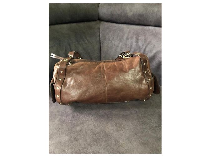 Balenciaga Borsa a tracolla in pelle marrone con borchie - vista 5