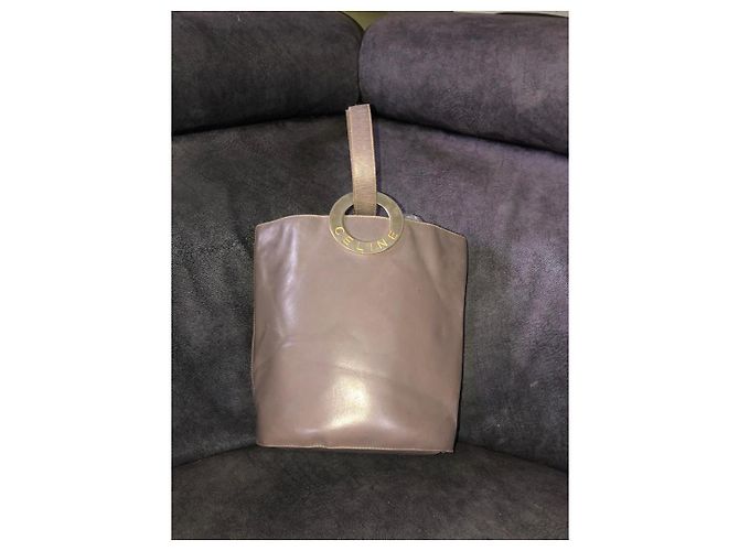 Céline Celine Borsa a secchiello in pelle taupe - vista 6