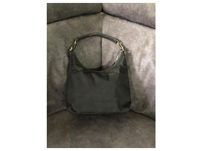 Gucci Borsa Hobo in tela nera e pelle Nero - vista 2