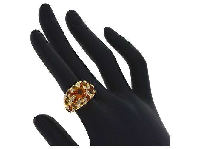 Anello Chanel Sun Motif in zaffiro giallo e diamante D'oro - vista 7