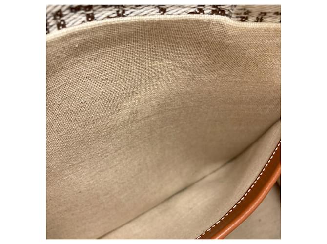 Céline Celine Cabas Thais Large Triomphe Tote Bag Marrone Bianco - vista 10