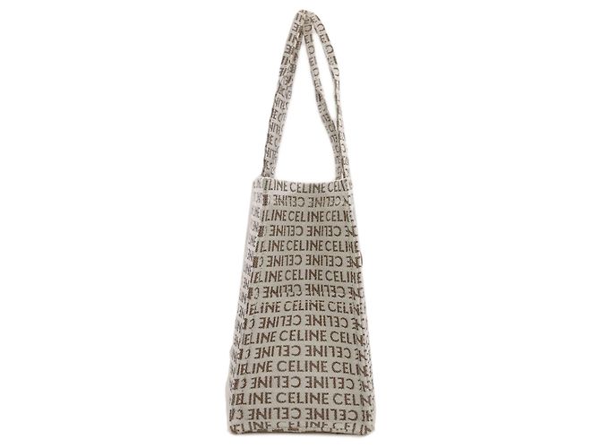 Céline Celine Cabas Thais Large Triomphe Tote Bag Marrone Bianco - vista 3
