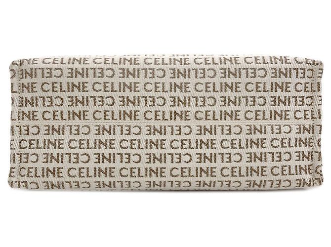 Céline Celine Cabas Thais Large Triomphe Tote Bag Marrone Bianco - vista 4