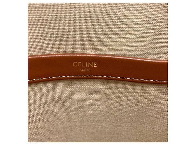 Céline Celine Cabas Thais Large Triomphe Tote Bag Marrone Bianco - vista 6
