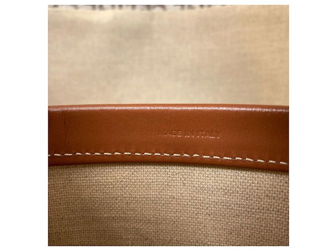 Céline Celine Cabas Thais Large Triomphe Tote Bag Marrone Bianco - vista 8