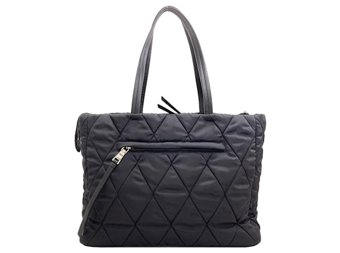 Borsa Tote Trapuntata Prada Nero - vista 2