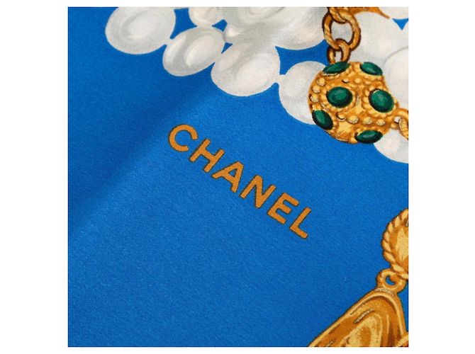 Sciarpa Chanel con Motivo Gioiello di Perle Blu Multicolore - vista 6