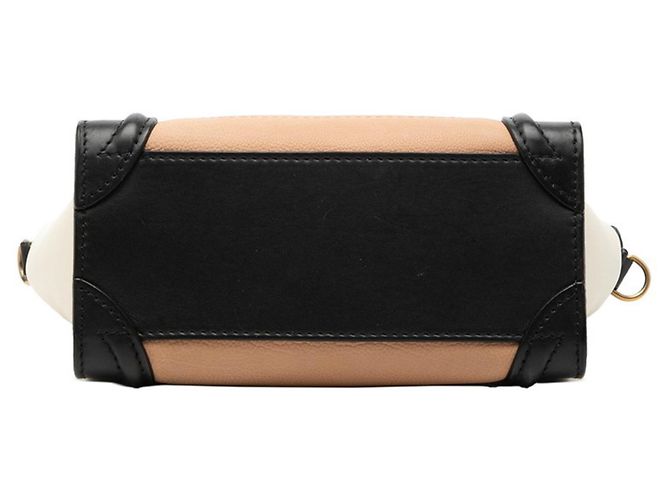 Céline Borsa Celine Luggage Nano Shopper Nero Bianco Beige - vista 3