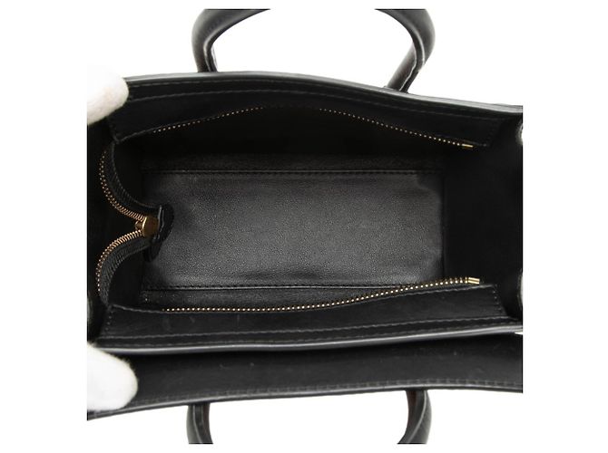 Céline Borsa Celine Luggage Nano Shopper Nero Bianco Beige - vista 4