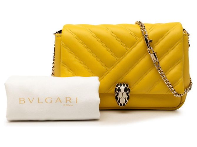 Bulgari Borsa a Spalla Bvlgari Serpenti Cabochon Chain Giallo - vista 6