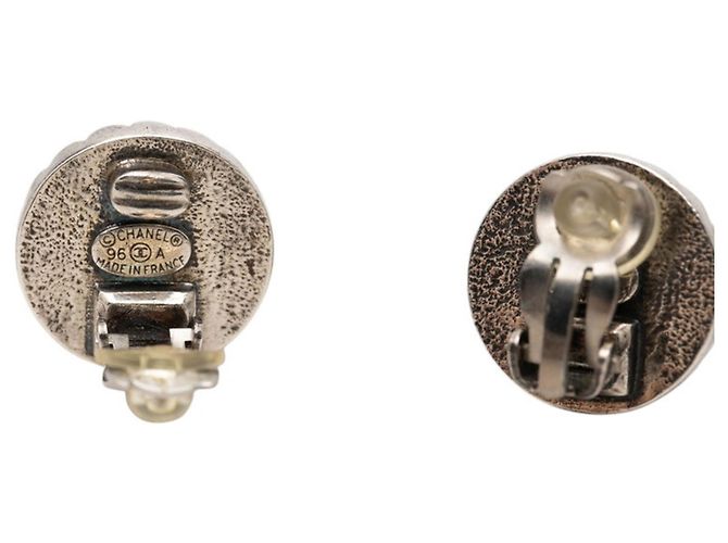 Chanel Coco Mark Vintage Ohrringe Schwarz Silber - Ansicht 3