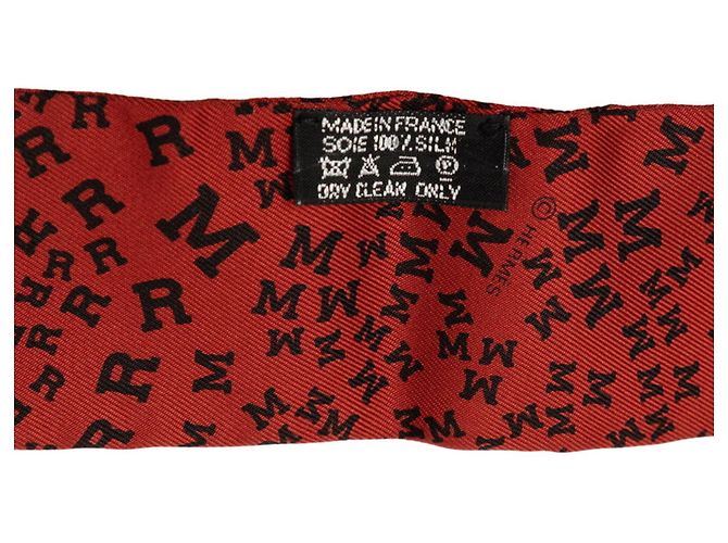 Hermès Twilly Logo Alphabet Seidentuch Schwarz Rot - Ansicht 5
