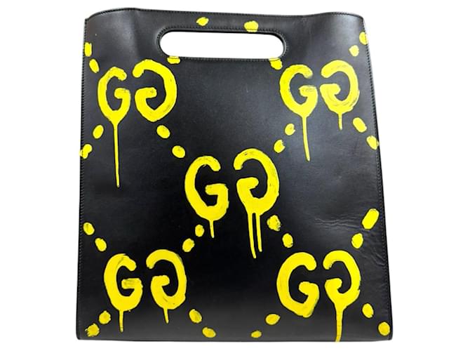 Borsa a Spalla Gucci Ghost Nero Giallo - vista 3