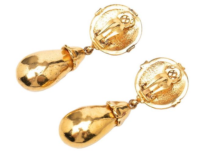 Boucles d'oreilles puces Chanel Coco Mark plaqué or Doré - vue 2