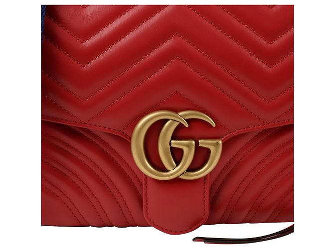Gucci Borsa Tote con tracolla Web Gg Marmont Rosso - vista 2