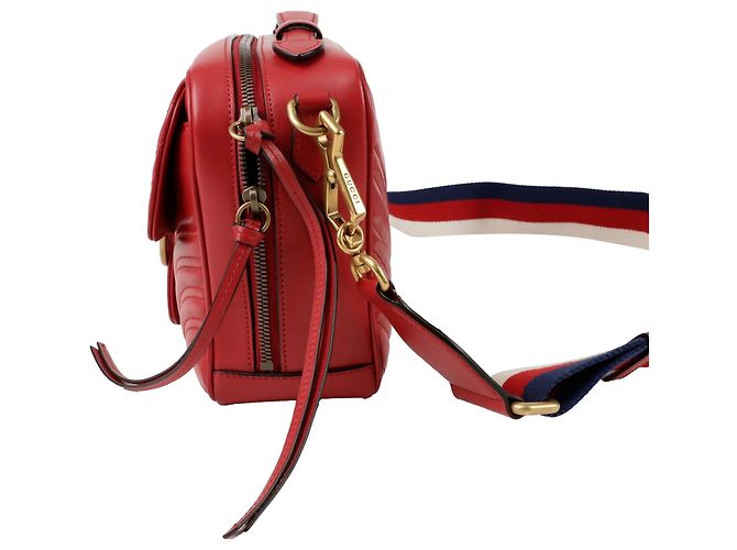 Gucci Borsa Tote con tracolla Web Gg Marmont Rosso - vista 3
