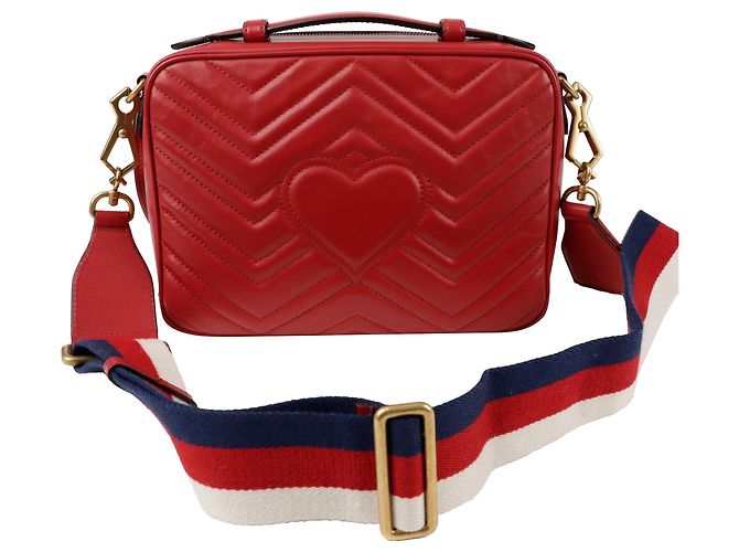 Gucci Borsa Tote con tracolla Web Gg Marmont Rosso - vista 4