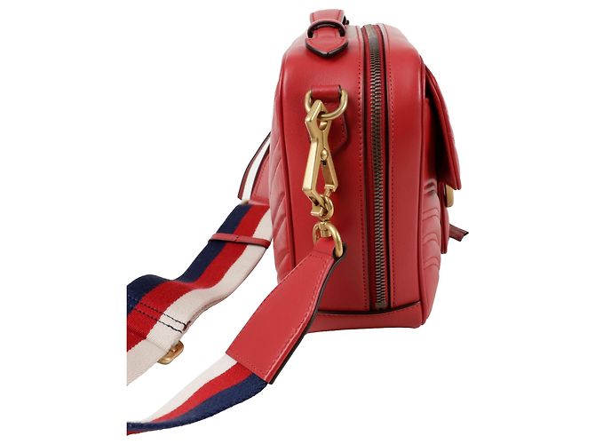 Gucci Borsa Tote con tracolla Web Gg Marmont Rosso - vista 5