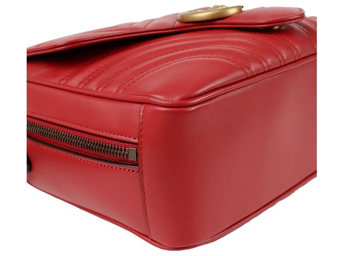 Gucci Borsa Tote con tracolla Web Gg Marmont Rosso - vista 6